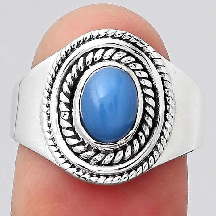 Natural Blue Chalcedony Ring size-8 SDR127750 R-1278, 6x8 mm