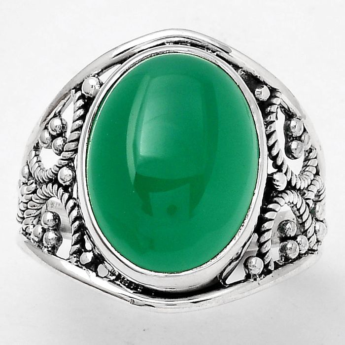 Natural Green Onyx Ring size-7.5 SDR128325 R-1379, 12x16 mm