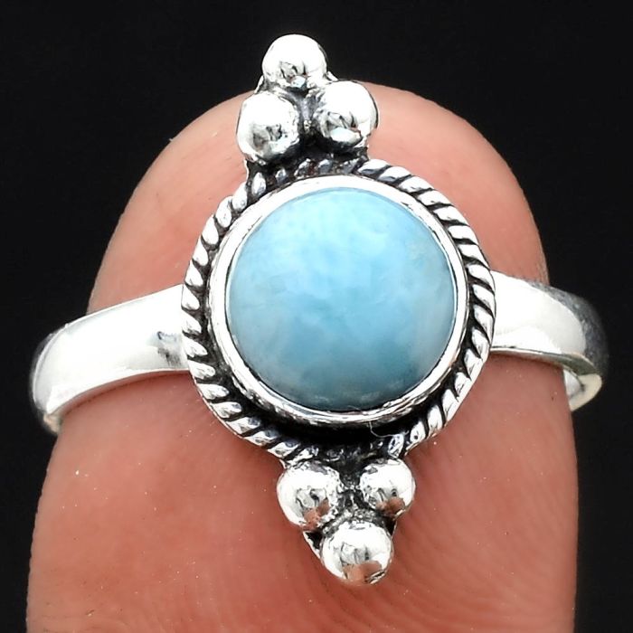 Natural Larimar (Dominican Republic) Ring size-8 SDR128867 R-1127, 8x8 mm