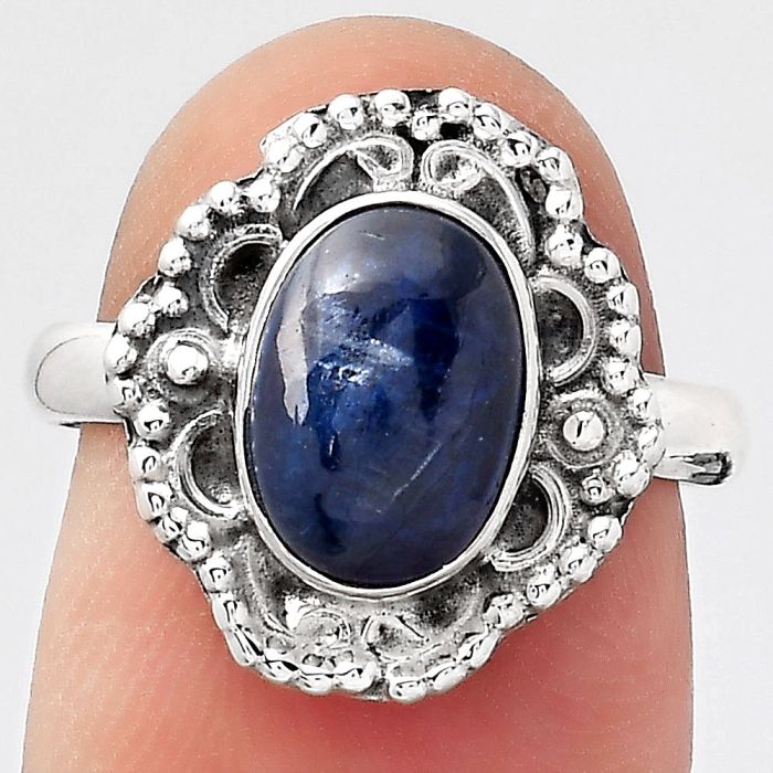 Natural Sodalite Ring size-7 SDR129269 R-1355, 7x10 mm