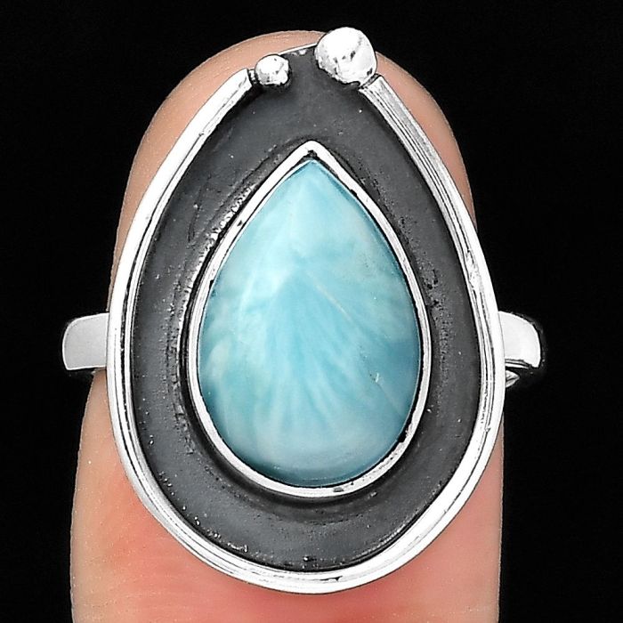 Natural Larimar (Dominican Republic) Ring size-7 SDR131549 R-1168, 9x13 mm