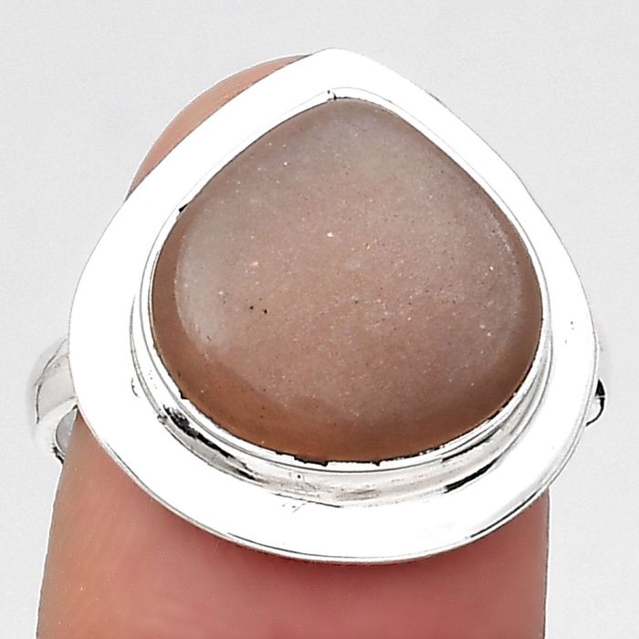 Natural Peach Moonstone Ring size-8 SDR131761 R-1082, 13x13 mm
