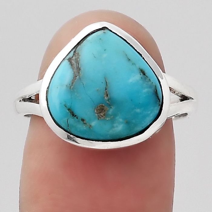 Natural Turquoise Morenci Mine Ring size-8.5 SDR132262 R-1005, 13x13 mm