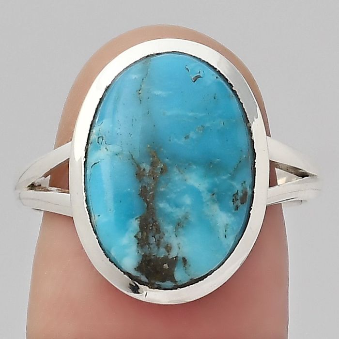 Natural Turquoise Morenci Mine Ring size-8 SDR132462 R-1005, 11x16 mm