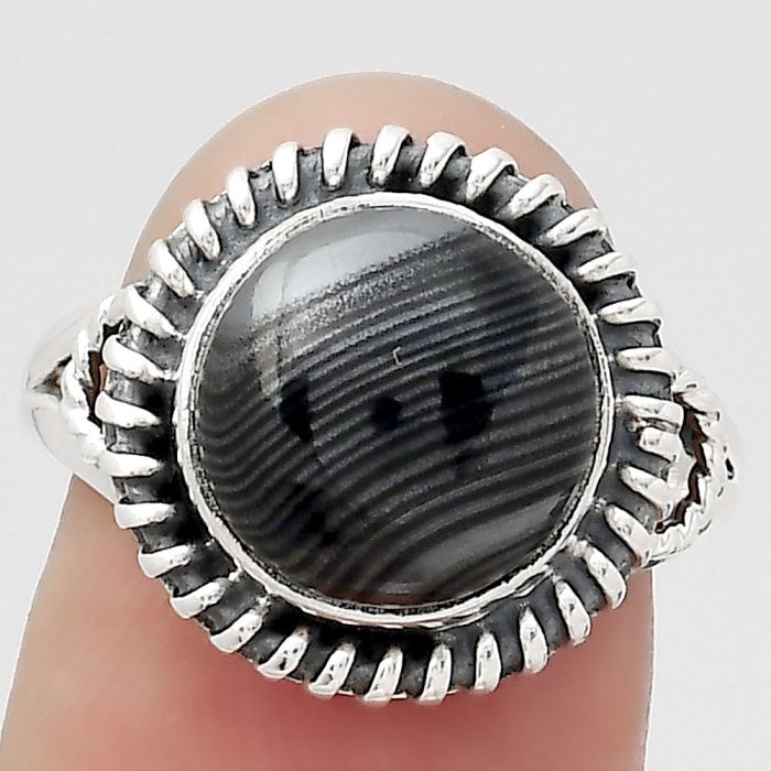Crown Of Silver Psilomelane - Black Malachite Ring size-7 SDR133180 R-1279, 11x11 mm
