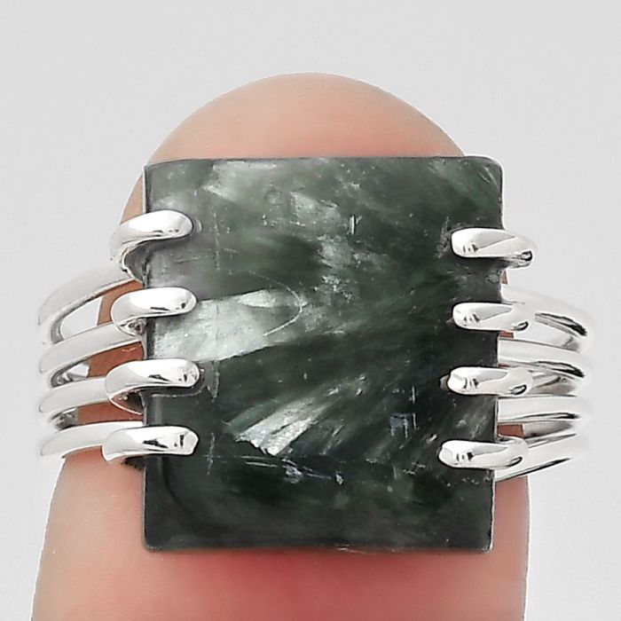 Natural Russian Seraphinite Ring size-8 SDR133346 R-1259, 12x14 mm
