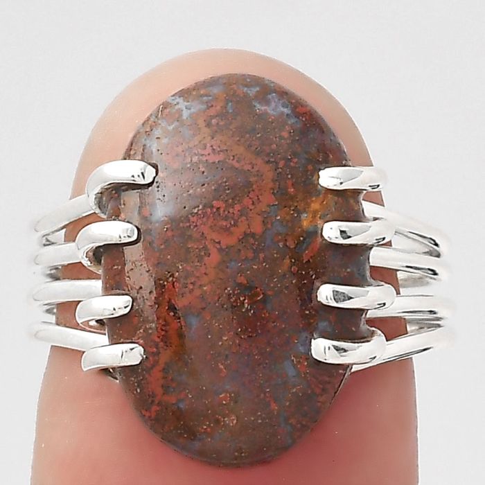 Natural Red Moss Agate Ring size-7 SDR133351 R-1259, 12x17 mm