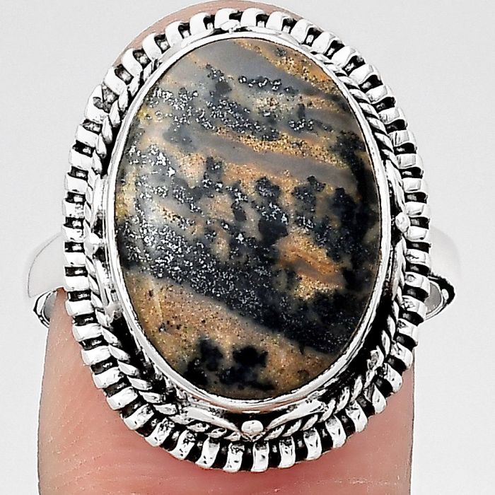 Natural Russian Honey Dendrite Opal Ring size-8 SDR133492 R-1279, 12x17 mm