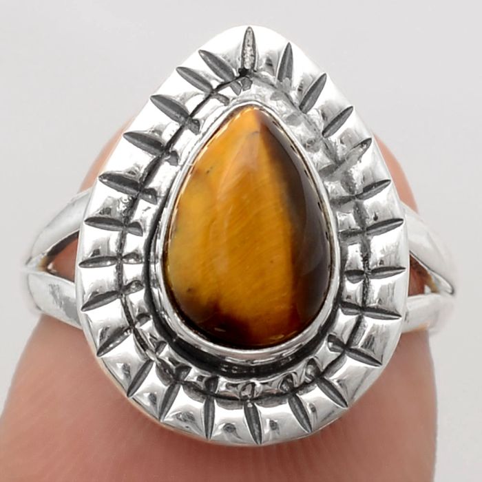 Natural Tiger Eye - Africa Ring size-6 SDR134421 R-1564, 7x10 mm