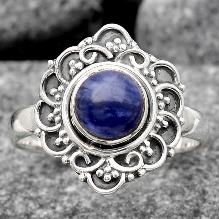 Natural Sodalite Ring size-8.5 SDR134480 R-1147, 7x7 mm