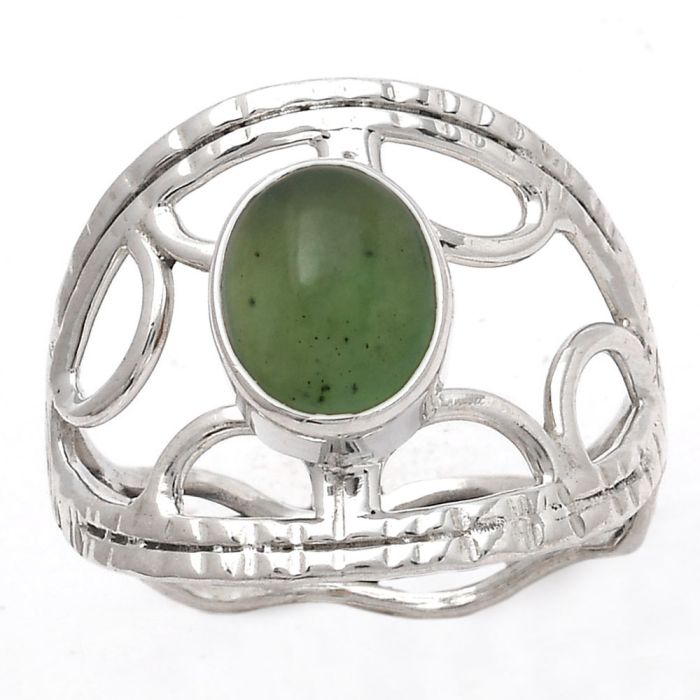 Natural Nephrite Jade - Canada Ring size-8 SDR134899 R-1133, 7x9 mm