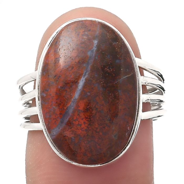 Natural Red Moss Agate Ring size-8 SDR134977 R-1324, 13x19 mm