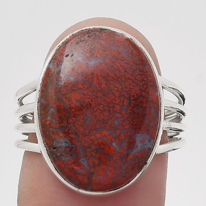Natural Red Moss Agate Ring size-8 SDR134996 R-1324, 14x19 mm