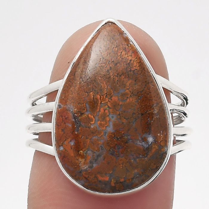 Natural Red Moss Agate Ring size-7 SDR135021 R-1324, 13x20 mm