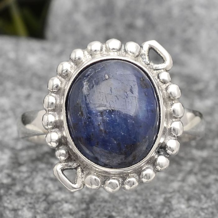 Natural Blue Kyanite - Brazil Ring size-7.5 SDR135478 R-1071, 9x11 mm