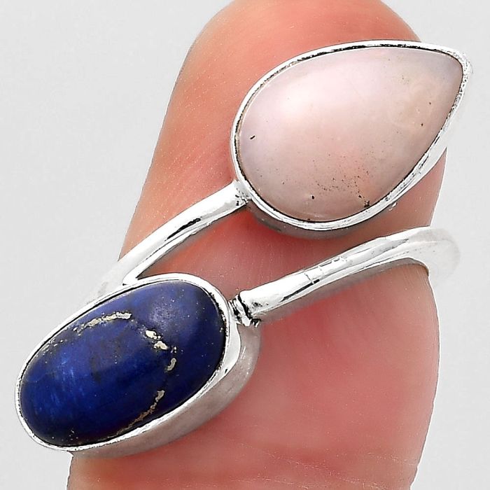 Pink Opal - Australia and Lapis Ring size-6 SDR135838 R-1235, 8x12 mm