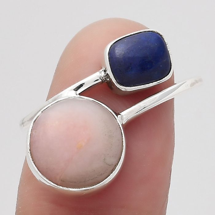 Pink Opal - Australia and Lapis Ring size-7.5 SDR136140 R-1235, 10x10 mm