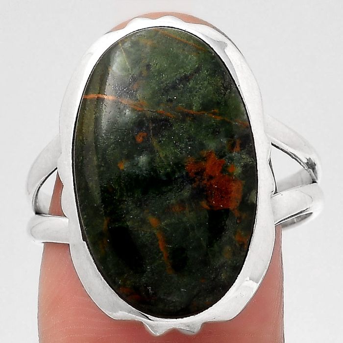 Natural Turkish Rainforest Chrysocolla Ring size-9 SDR137799 R-1657, 12x20 mm