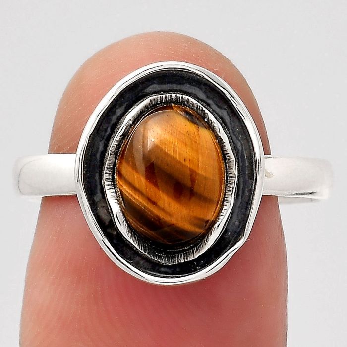 Natural Tiger Eye - Africa Ring size-9 SDR138410 R-1468, 7x9 mm