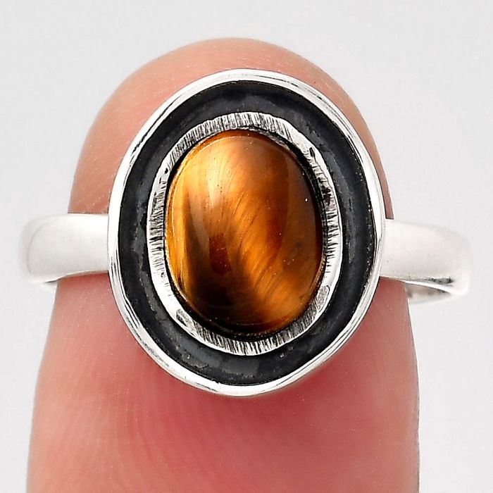 Natural Tiger Eye - Africa Ring size-8 SDR138422 R-1468, 7x9 mm