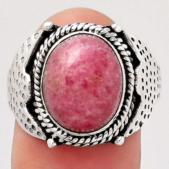 Natural Rhodonite Ring size-8 SDR138646 R-1651, 10x13 mm