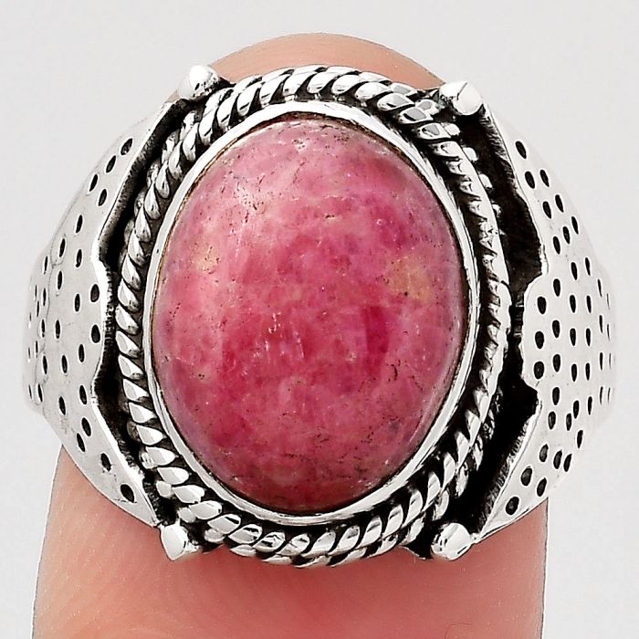 Natural Rhodonite Ring size-8 SDR138649 R-1651, 10x13 mm