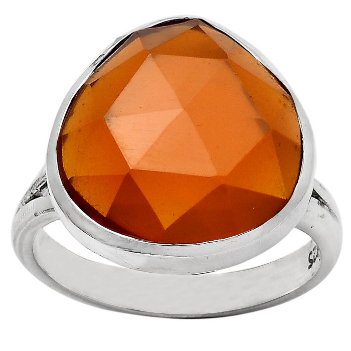 Faceted Lab Created Padparadscha Sapphire Ring size-7 SDR139608 R-1002, 14x15 mm