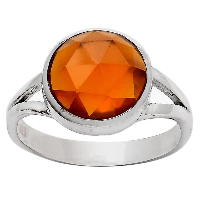 Faceted Lab Created Padparadscha Sapphire Ring size-7 SDR139614 R-1002, 10x10 mm