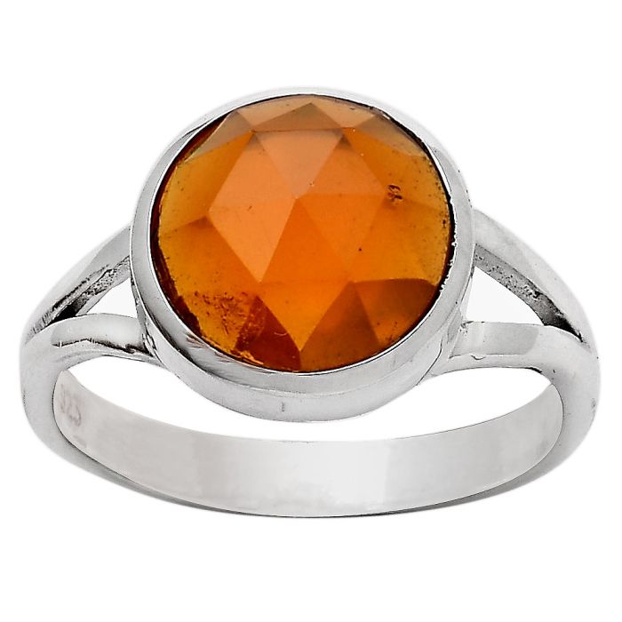 Faceted Lab Created Padparadscha Sapphire Ring size-7 SDR139615 R-1002, 10x10 mm