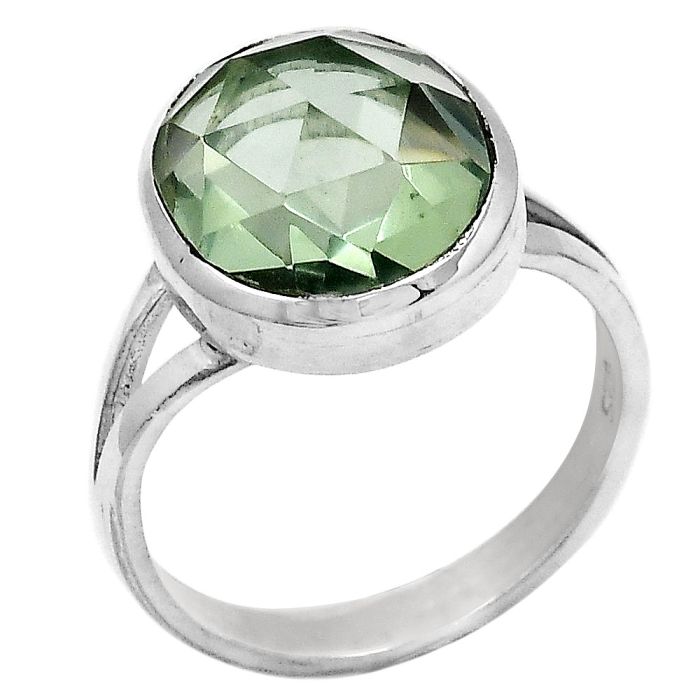 Faceted Lab Created Prasiolite Ring size-7.5 SDR139741 R-1005, 12x14 mm