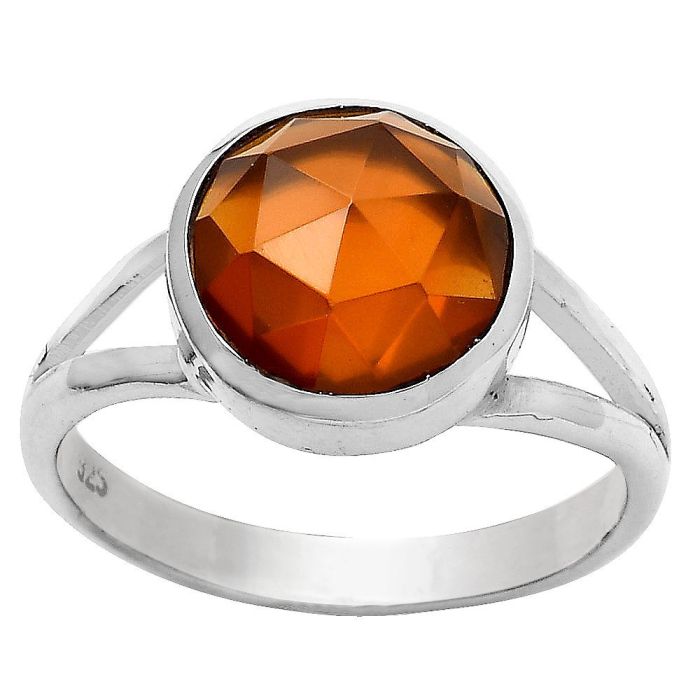 Faceted Lab Created Padparadscha Sapphire Ring size-7.5 SDR139798 R-1005, 10x10 mm