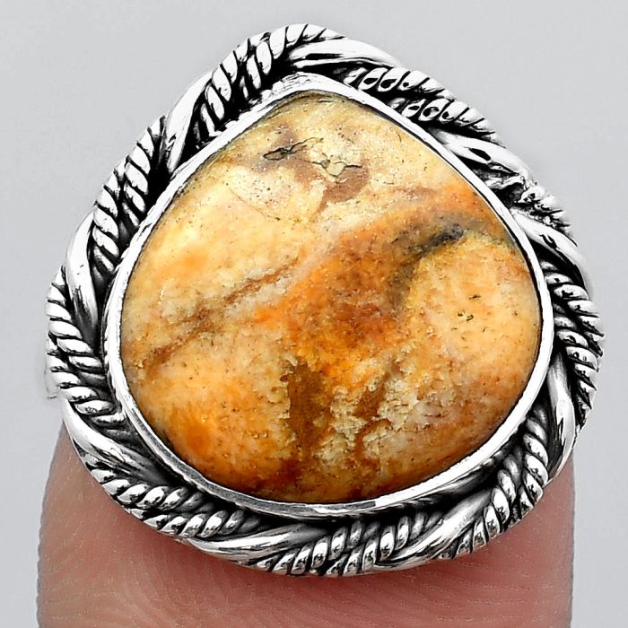 Natural Coral Jasper Ring size-7 SDR140936 R-1013, 14x14 mm