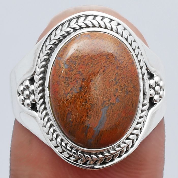 Natural Red Moss Agate Ring size-8 SDR141907 R-1312, 11x14 mm