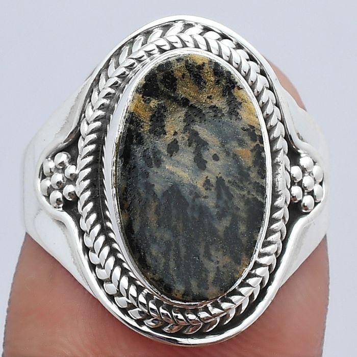 Natural Russian Honey Dendrite Opal Ring size-7.5 SDR141923 R-1312, 9x14 mm