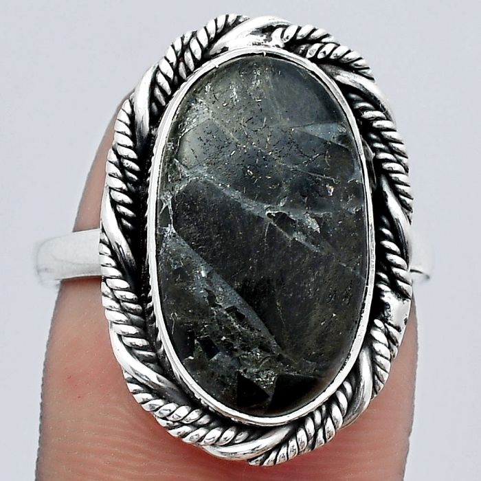 Natural Obsidian And Zinc Ring size-8 SDR142325 R-1013, 10x18 mm