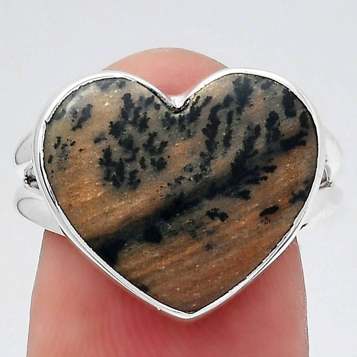 Valentine Gift Heart Russian Honey Dendrite Opal Ring size-8 SDR145221 R-1073, 15x17 mm