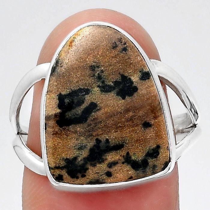 Natural Russian Honey Dendrite Opal Ring size-9 SDR145306 R-1002, 13x17 mm