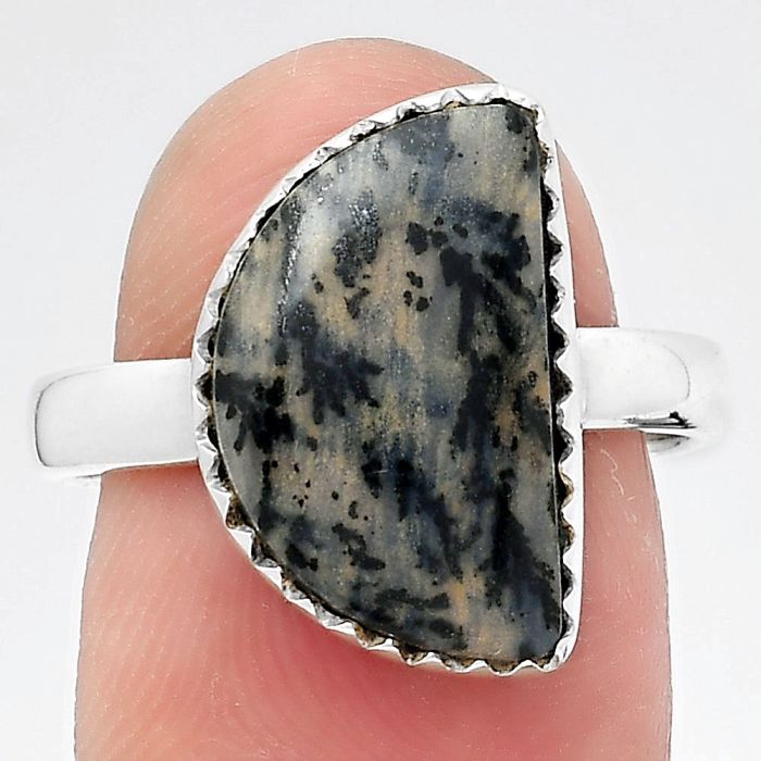 Natural Russian Honey Dendrite Opal Ring size-8 SDR145332 R-1210, 10x16 mm