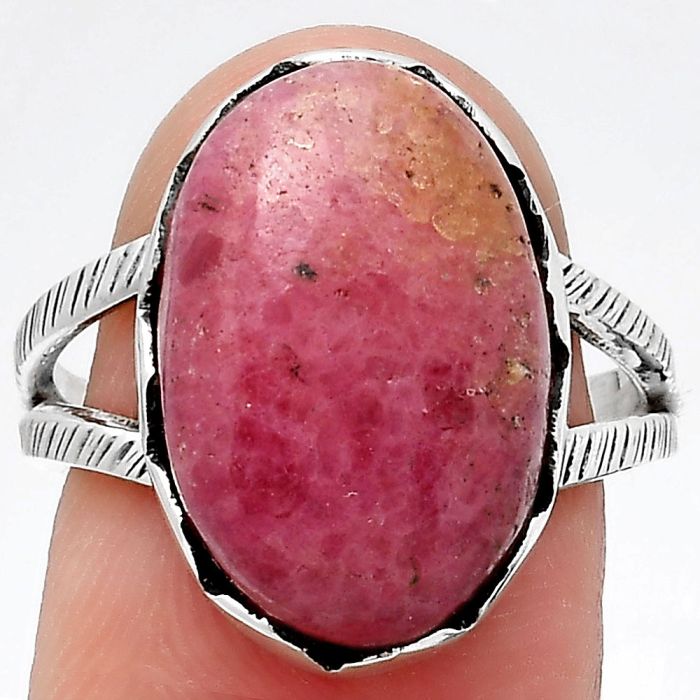 Natural Rhodonite Ring size-7.5 SDR145444 R-1338, 12x18 mm