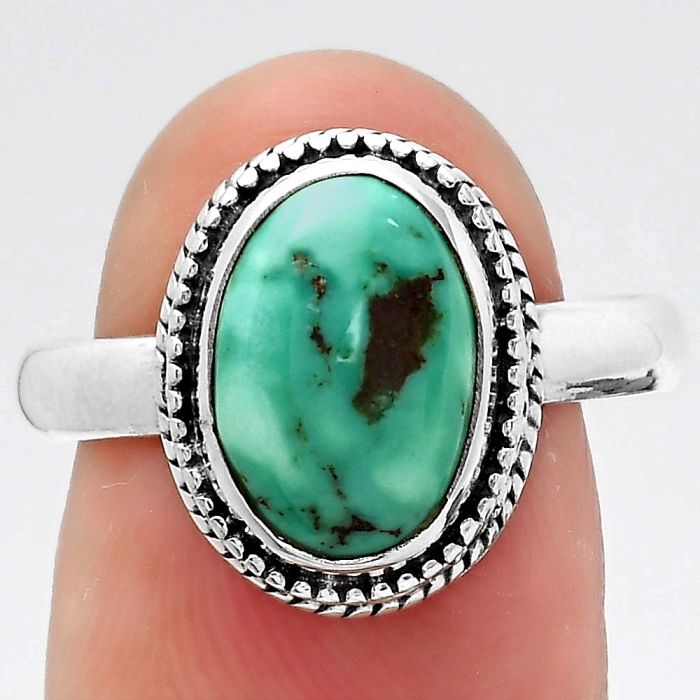 Natural Lucky Charm Tibetan Turquoise Ring size-8 SDR145566 R-1196, 8x12 mm