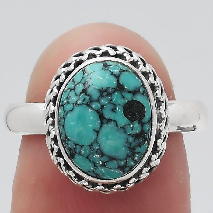Natural Lucky Charm Tibetan Turquoise Ring size-7 SDR145633 R-1196, 9x11 mm