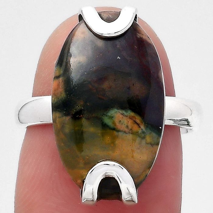 Natural Purple Cow Jasper Ring size-6.5 SDR145838 R-1479, 11x19 mm