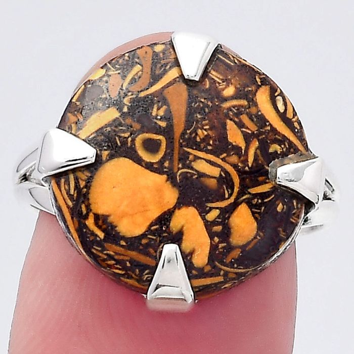 Natural Coquina Fossil Jasper - India Ring size-8 SDR146540 R-1305, 16x16 mm
