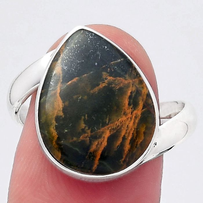 Natural Turkish Rainforest Chrysocolla Ring size-9 SDR146558 R-1232, 13x17 mm