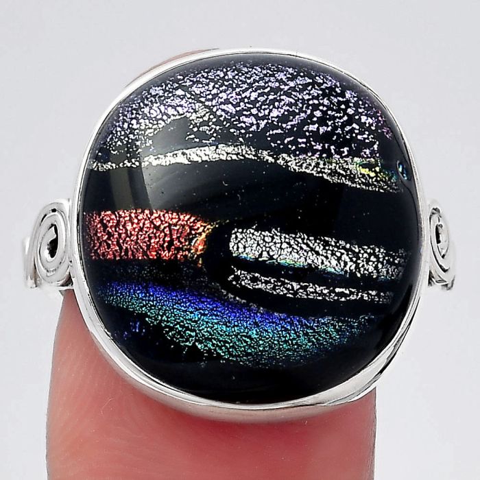 Dichroic Glass Ring size-8 SDR146797 R-1315, 18x18 mm