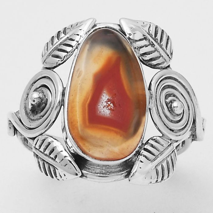 Spiral - Natural Lake Superior Agate Ring size-7.5 SDR146899 R-1352, 8x15 mm