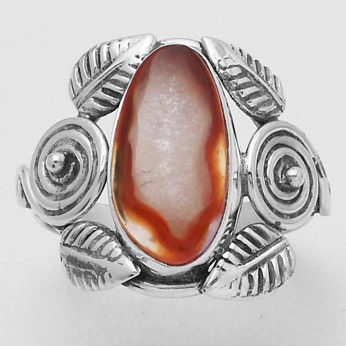 Spiral - Natural Lake Superior Agate Ring size-7.5 SDR146907 R-1352, 8x15 mm