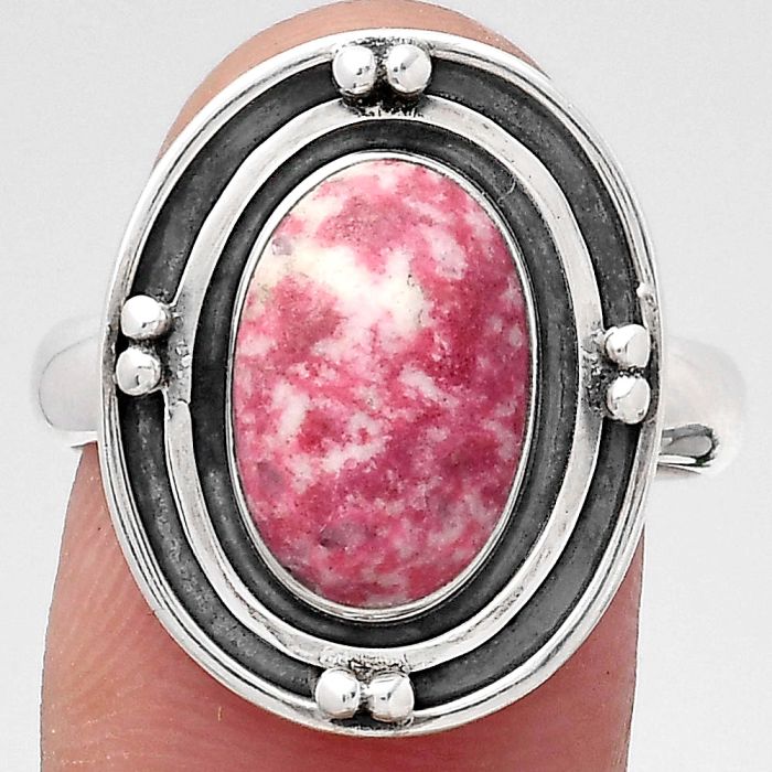 Natural Pink Thulite - Norway Ring size-8.5 SDR147132 R-1391, 9x13 mm