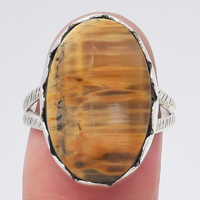 Natural Tiger Bee Ring size-7 SDR147286 R-1338, 14x20 mm