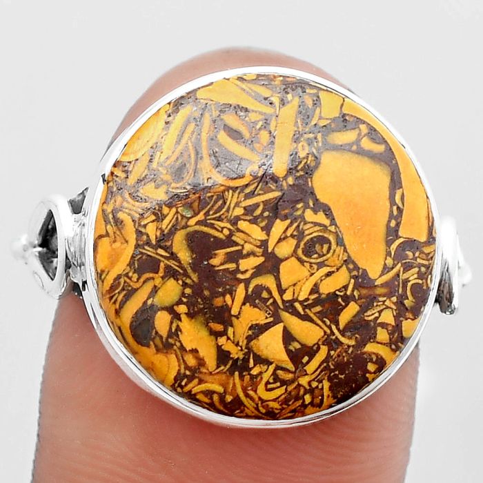 Natural Coquina Fossil Jasper - India Ring size-8 SDR148461 R-1224, 17x17 mm